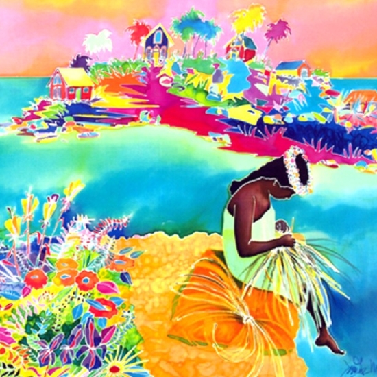 ジェニファー・マークスの絵画作品　タイトルは、Maui girl